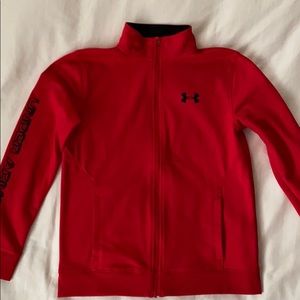 Boys red Under Armour full zip up sweatshirt